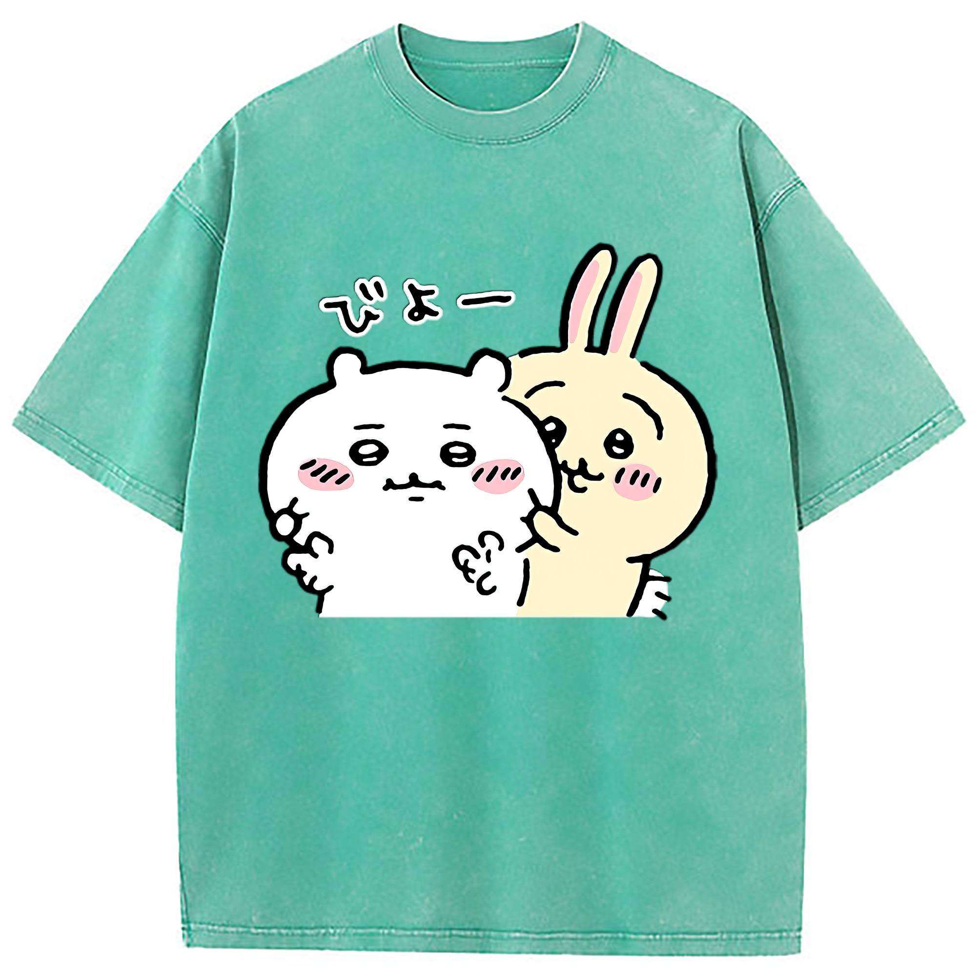 （画像用） ちいかわ うさぎ Chii-kawa usagi 綿100% ヴィンテージ風 半袖Tシャツ（フロントプリント）